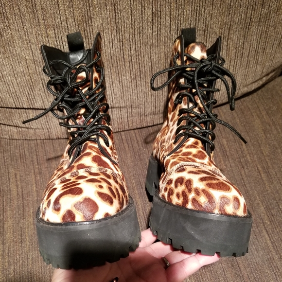 NWOT Faryl by Farylrobin Cammy Women's Boots Bronw Leopard Platforms Size 10 - Picture 4 of 8